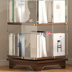 Art Deco Square Timber Shelf Glass Panel Swivel Chest