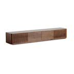 87 Mid-Century Modern Brown Wooden TV Stand with Drawers