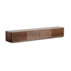87 Mid-Century Modern Brown Wooden TV Stand with Drawers