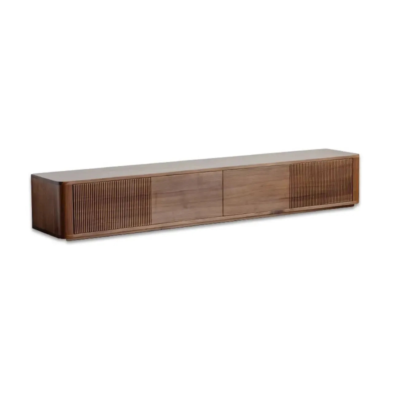 87 Mid-Century Modern Brown Wooden TV Stand with Drawers