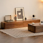87 Mid-Century Modern Brown Wooden TV Stand with Drawers