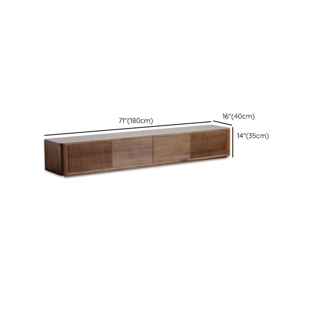 87 Mid-Century Modern Brown Wooden TV Stand with Drawers