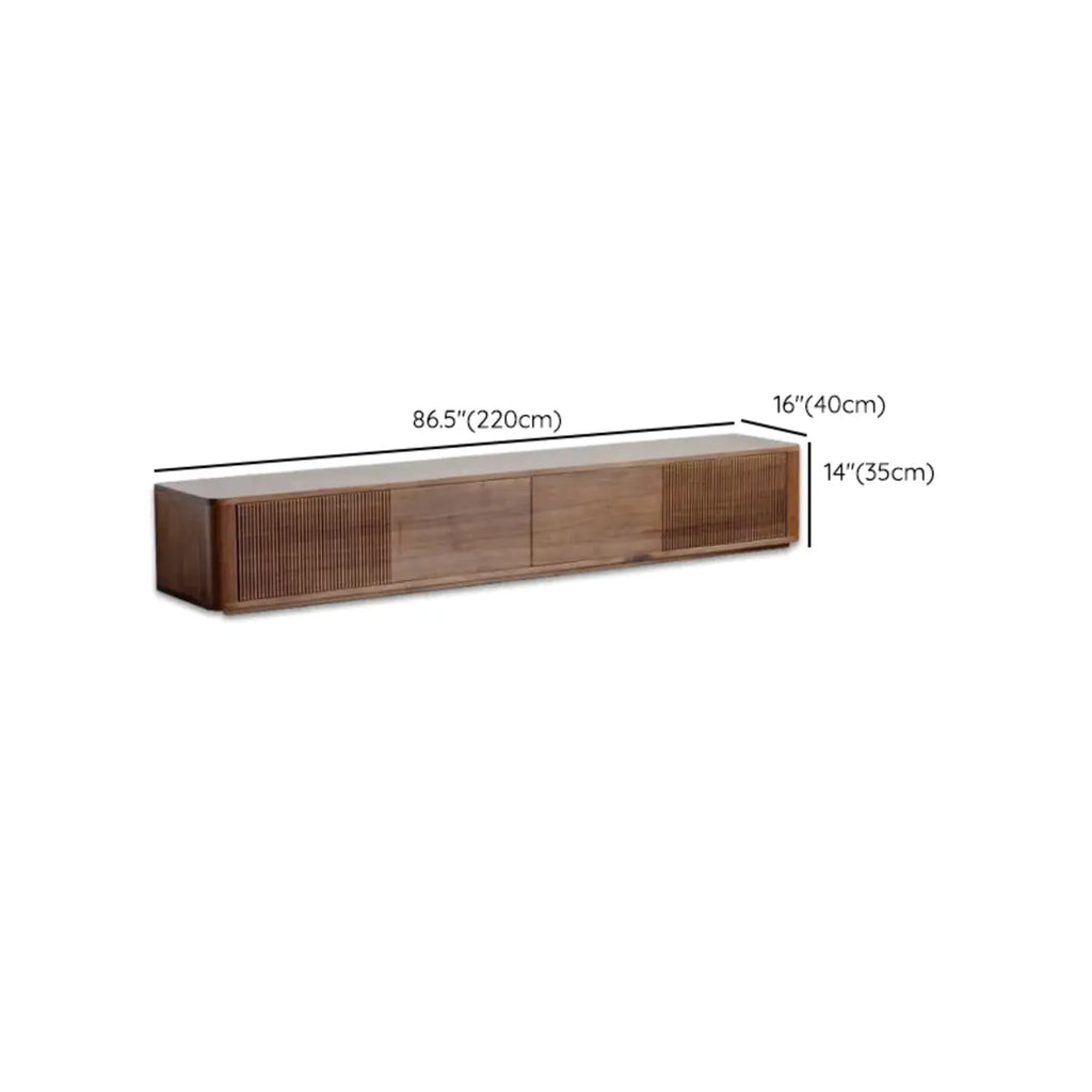 87 Mid-Century Modern Brown Wooden TV Stand with Drawers