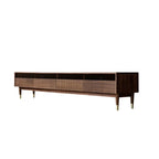 94.5 Long Brown Wood Walnut Fluted TV Stand with Drawers