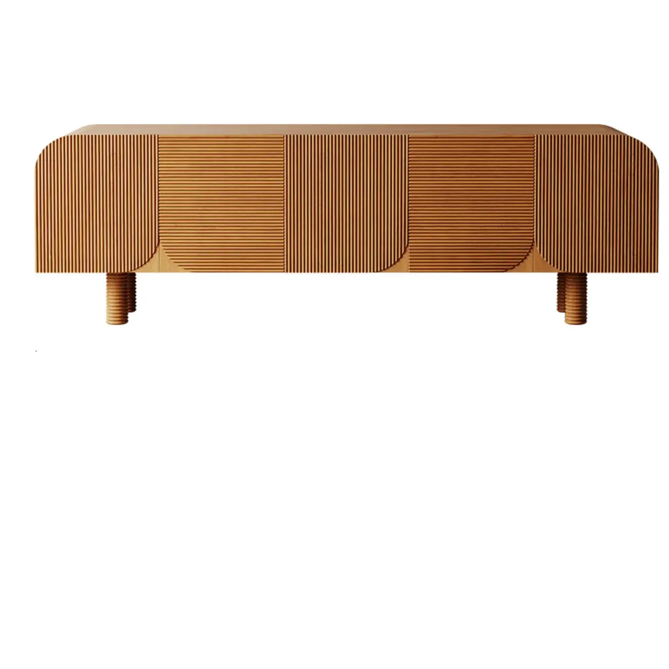 71 Rustic Brown Fluted Wooden TV Stand for Living Room