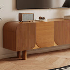 71 Rustic Brown Fluted Wooden TV Stand for Living Room