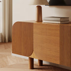 71 Rustic Brown Fluted Wooden TV Stand for Living Room