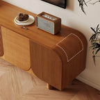 71 Rustic Brown Fluted Wooden TV Stand for Living Room