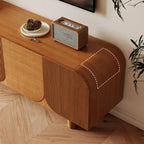 71 Rustic Brown Fluted Wooden TV Stand for Living Room