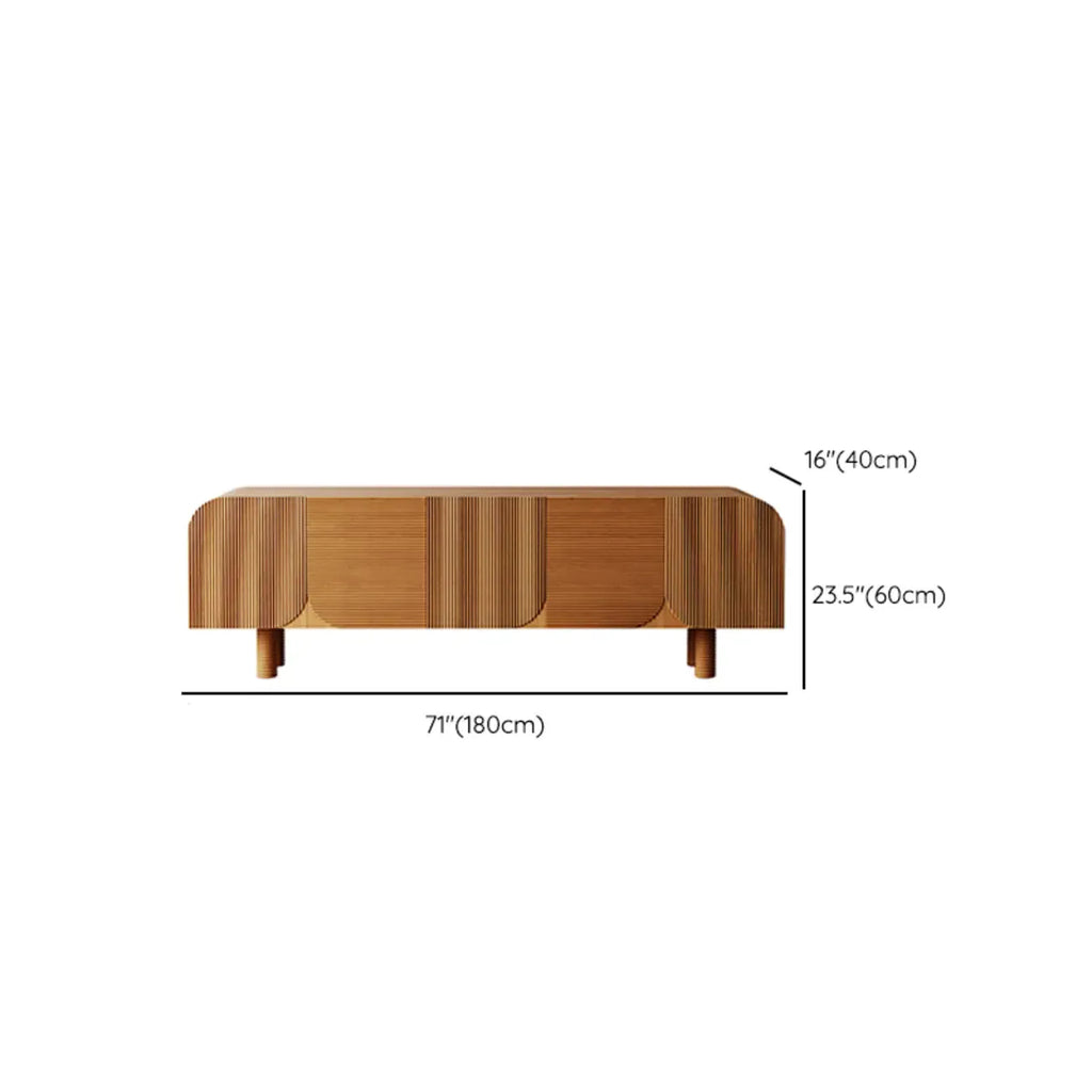 71 Rustic Brown Fluted Wooden TV Stand for Living Room