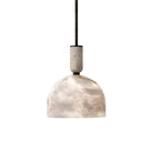 Contemporary Bedroom White Alabaster Dome Pendant Light