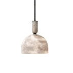 Contemporary Bedroom White Alabaster Dome Pendant Light