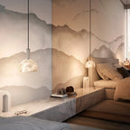 Contemporary Bedroom White Alabaster Dome Pendant Light