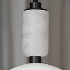 Contemporary Bedroom White Alabaster Dome Pendant Light