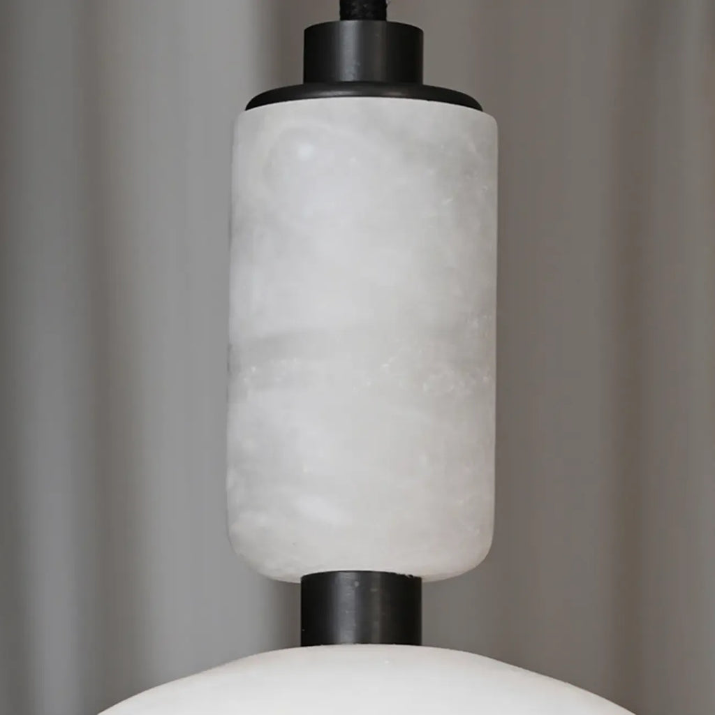 Contemporary Bedroom White Alabaster Dome Pendant Light