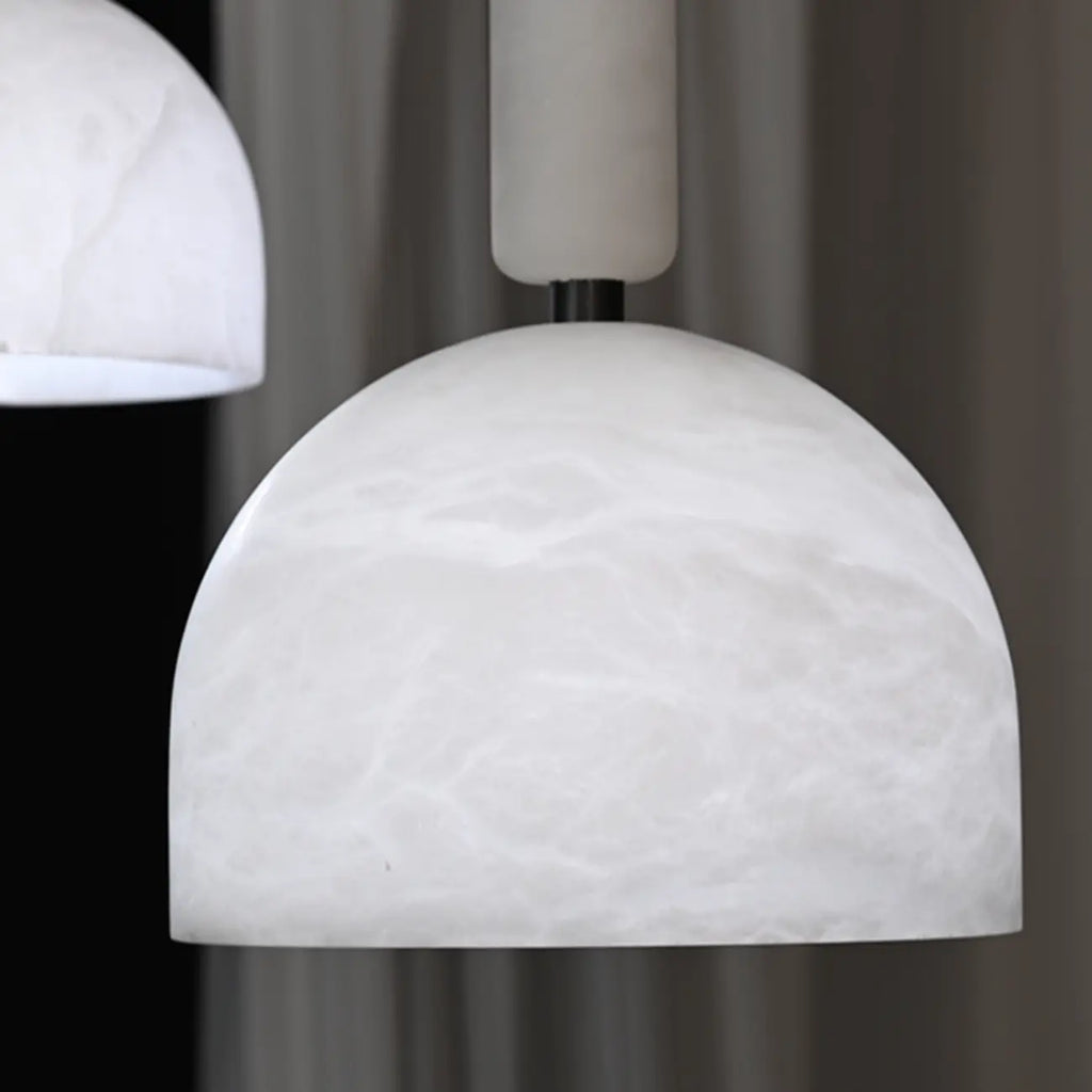 Contemporary Bedroom White Alabaster Dome Pendant Light
