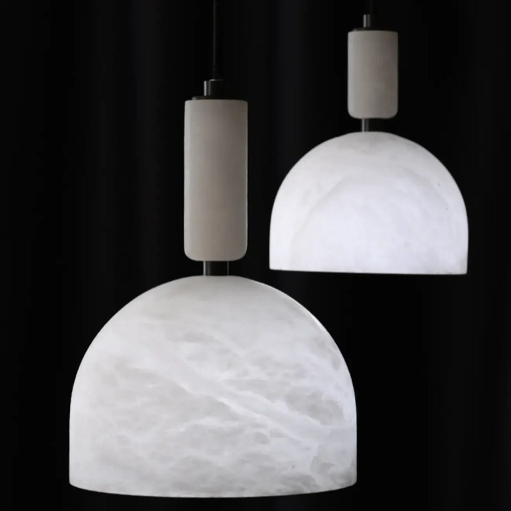 Contemporary Bedroom White Alabaster Dome Pendant Light