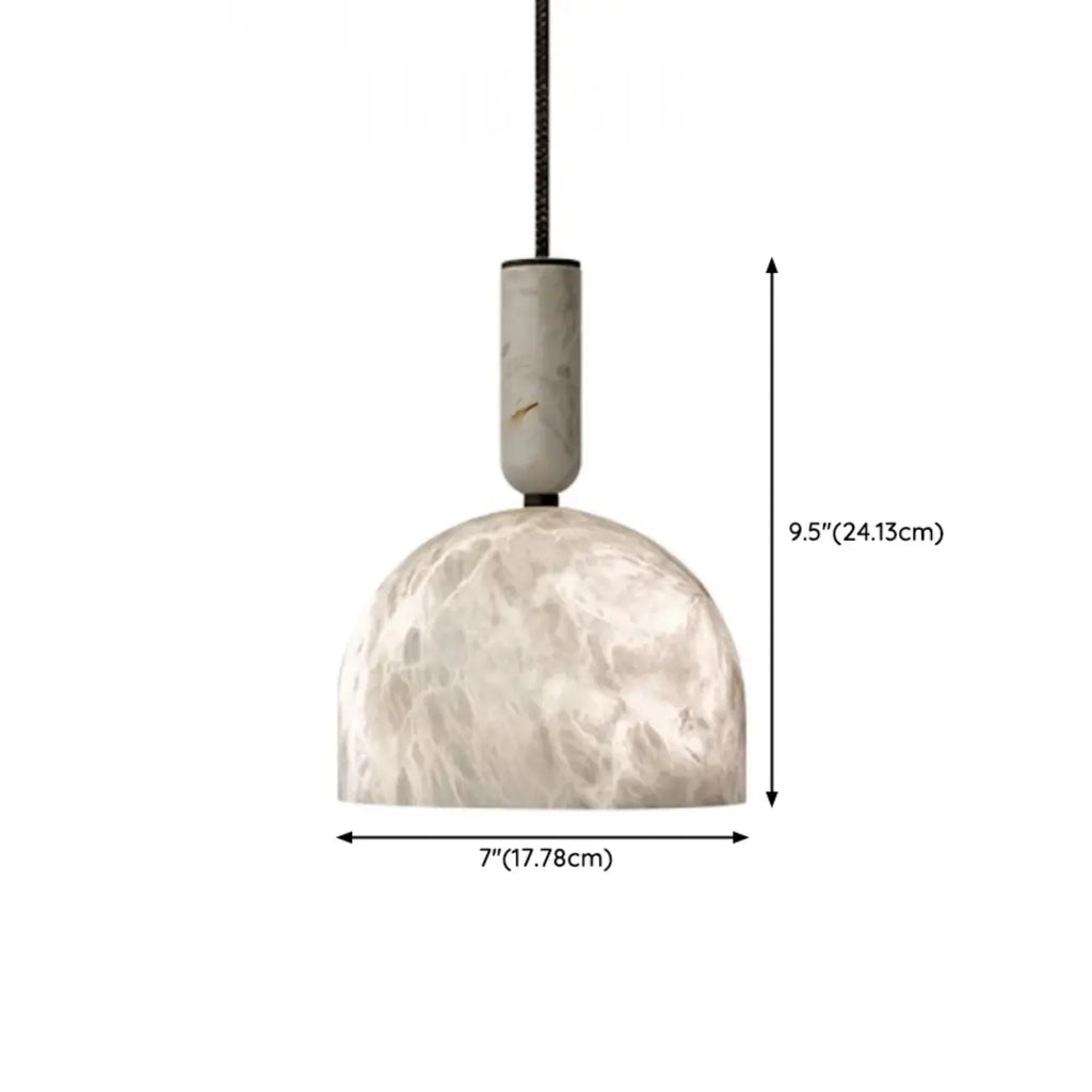 Contemporary Bedroom White Alabaster Dome Pendant Light