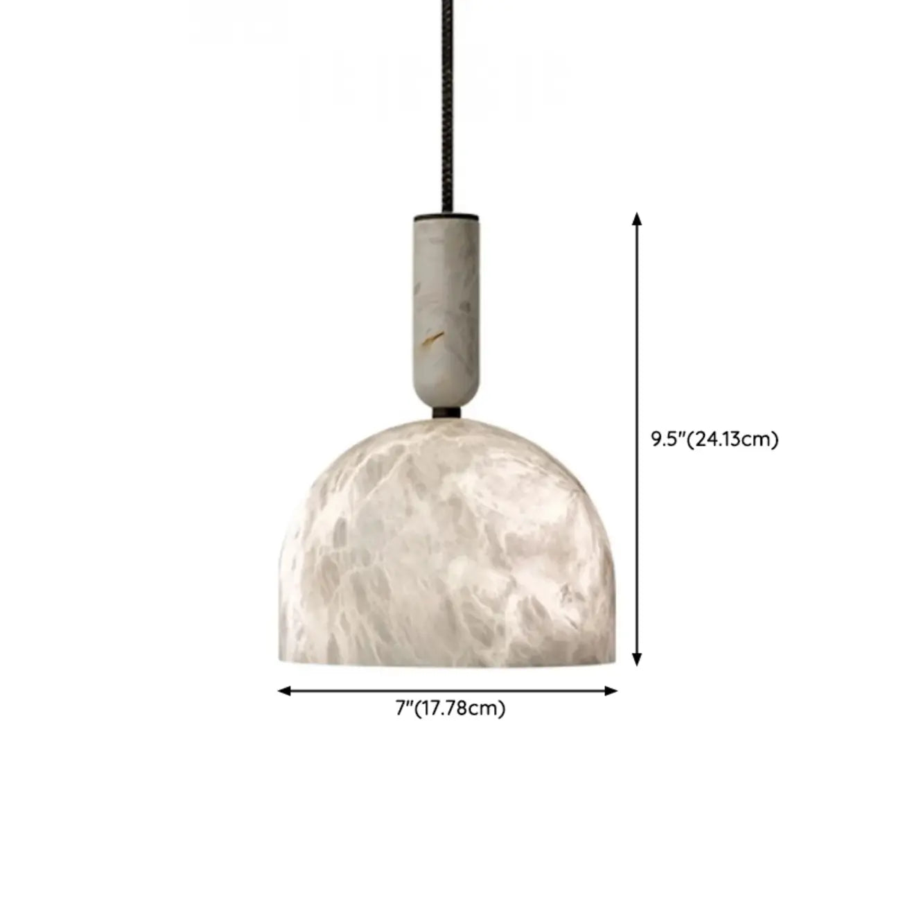Contemporary Bedroom White Alabaster Dome Pendant Light