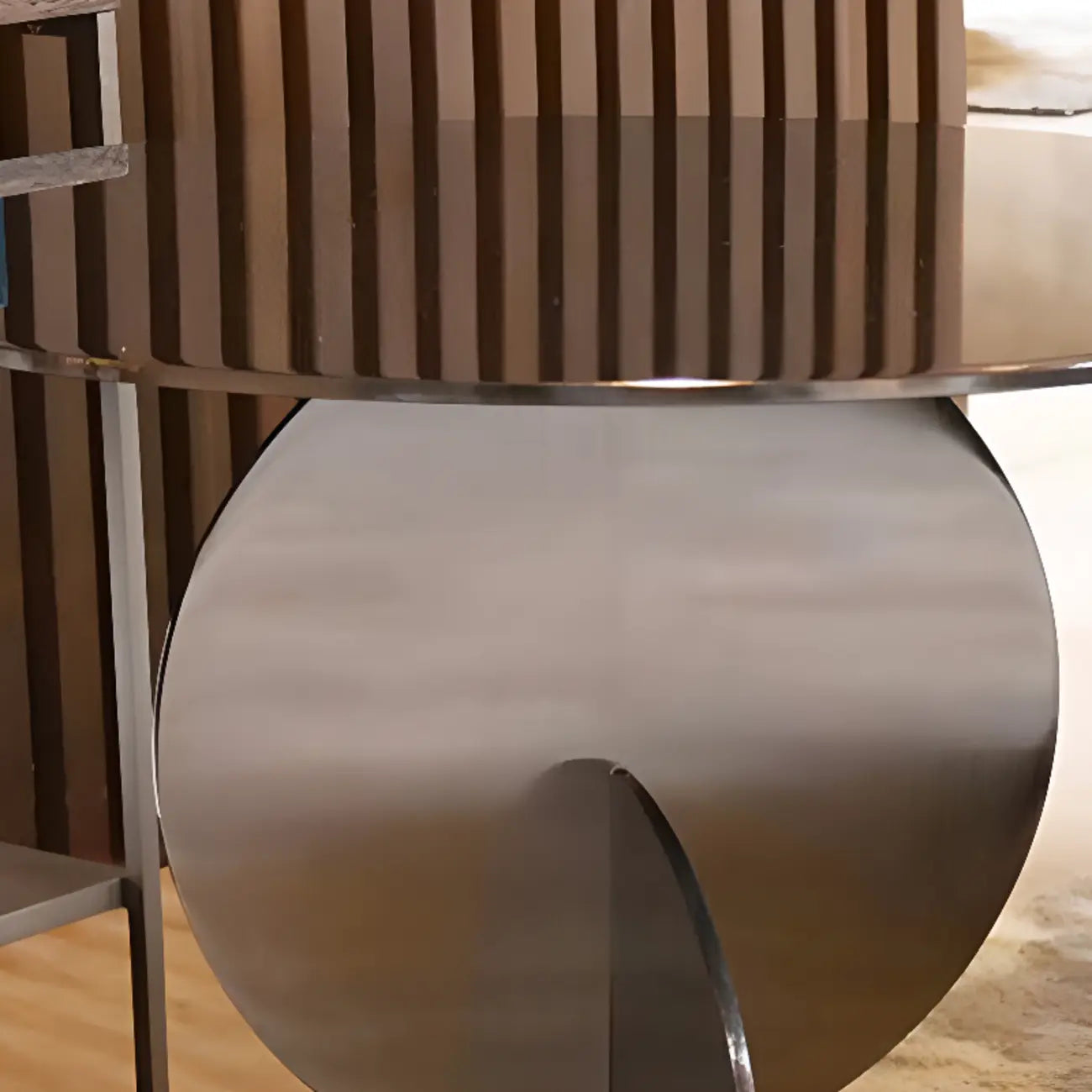 Scandinavian Glass Round Coffee Table Abstract Base