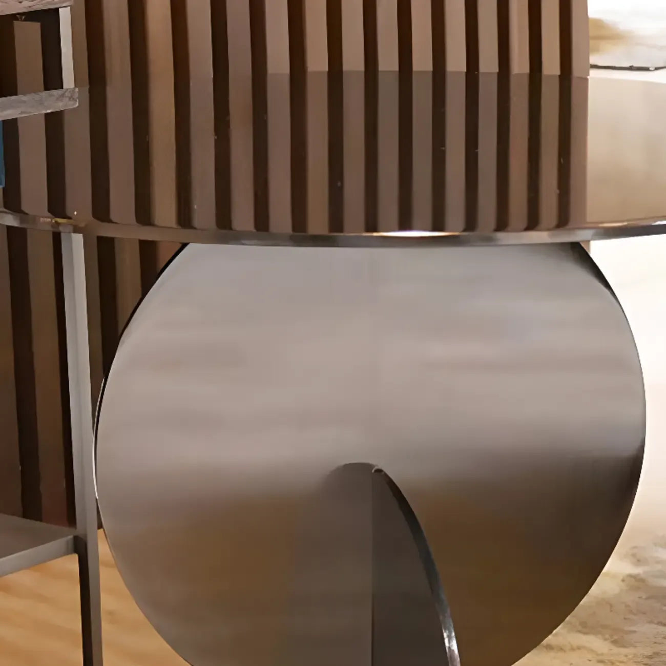 Scandinavian Glass Round Coffee Table Abstract Base