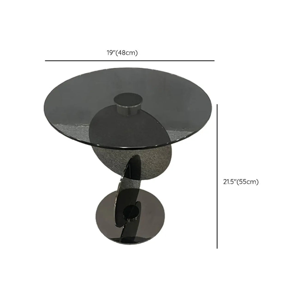 Scandinavian Glass Round Coffee Table Abstract Base