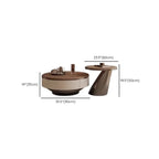 Brown 2 Drawers Elegant Round Wood Coffee Table