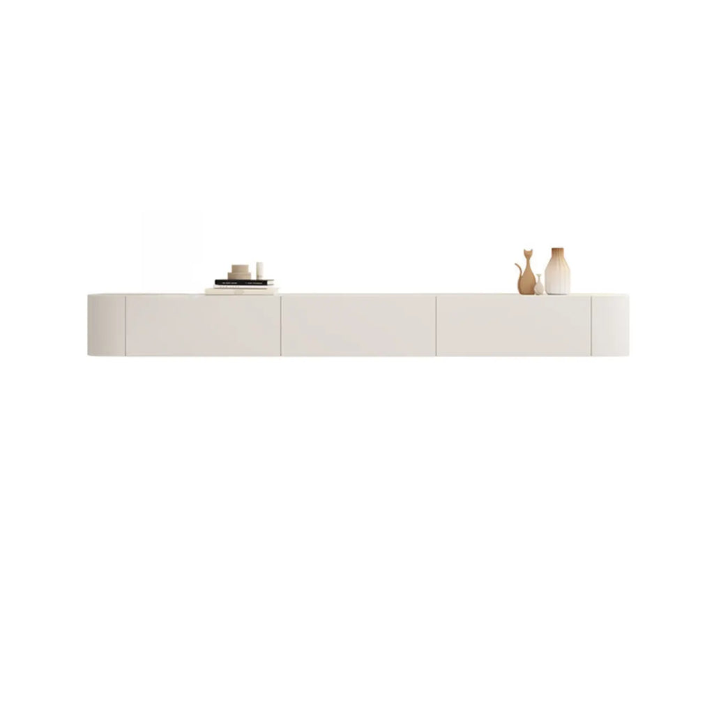 79 White Wood Floating Storage TV Stand with LED Lights