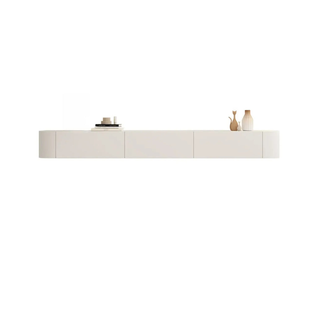 79 White Wood Floating Storage TV Stand with LED Lights