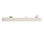 79 White Wood Floating Storage TV Stand with LED Lights
