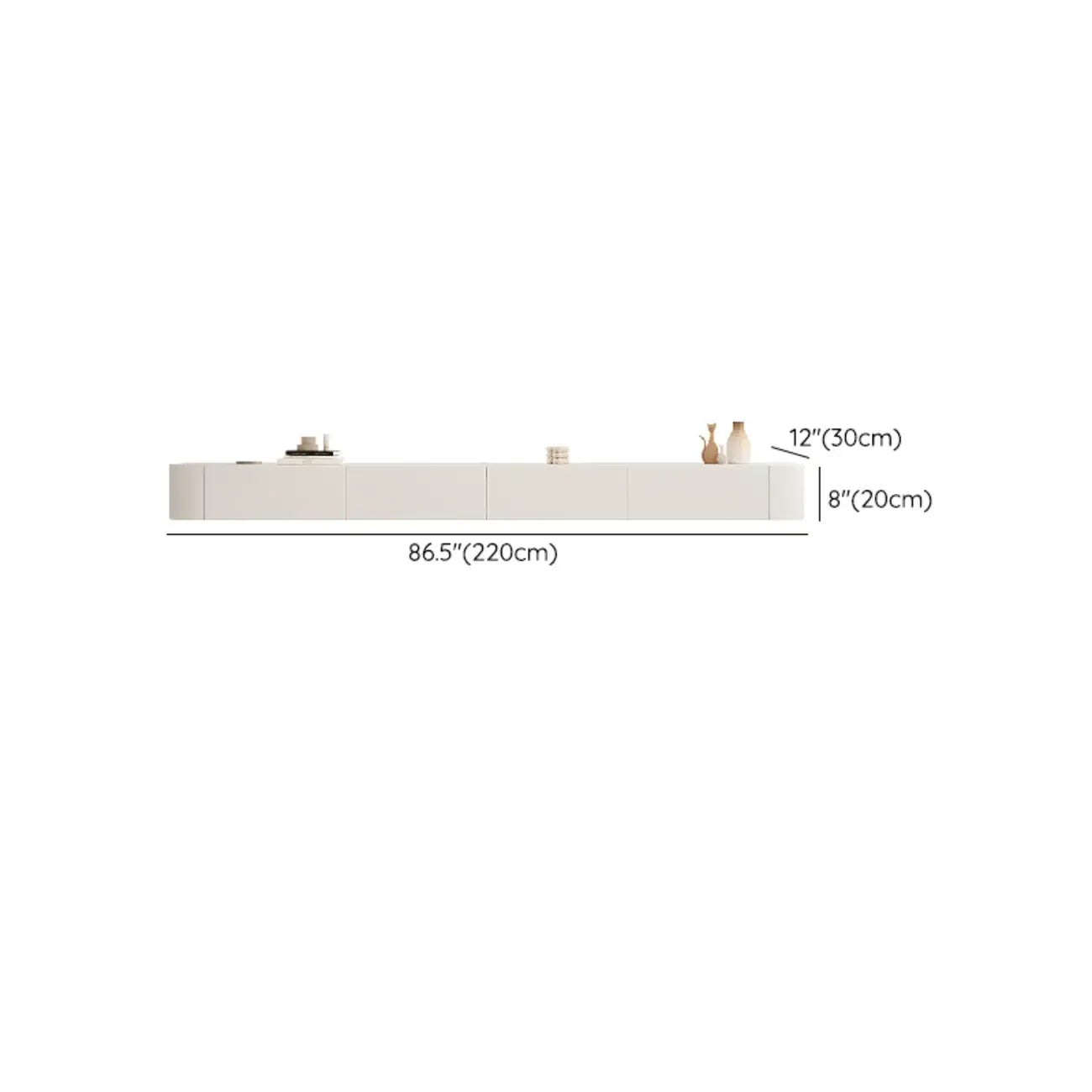 79 White Wood Floating Storage TV Stand with LED Lights