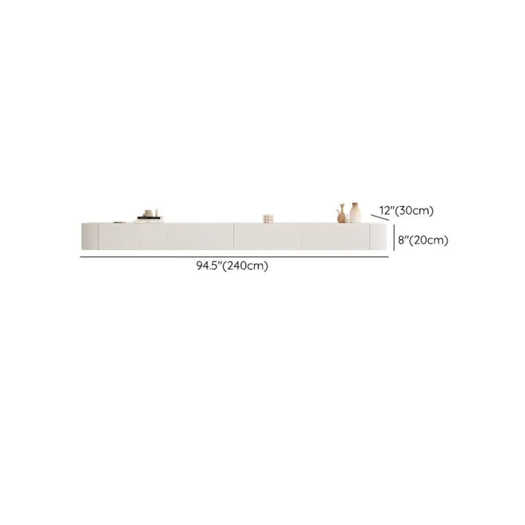 79 White Wood Floating Storage TV Stand with LED Lights
