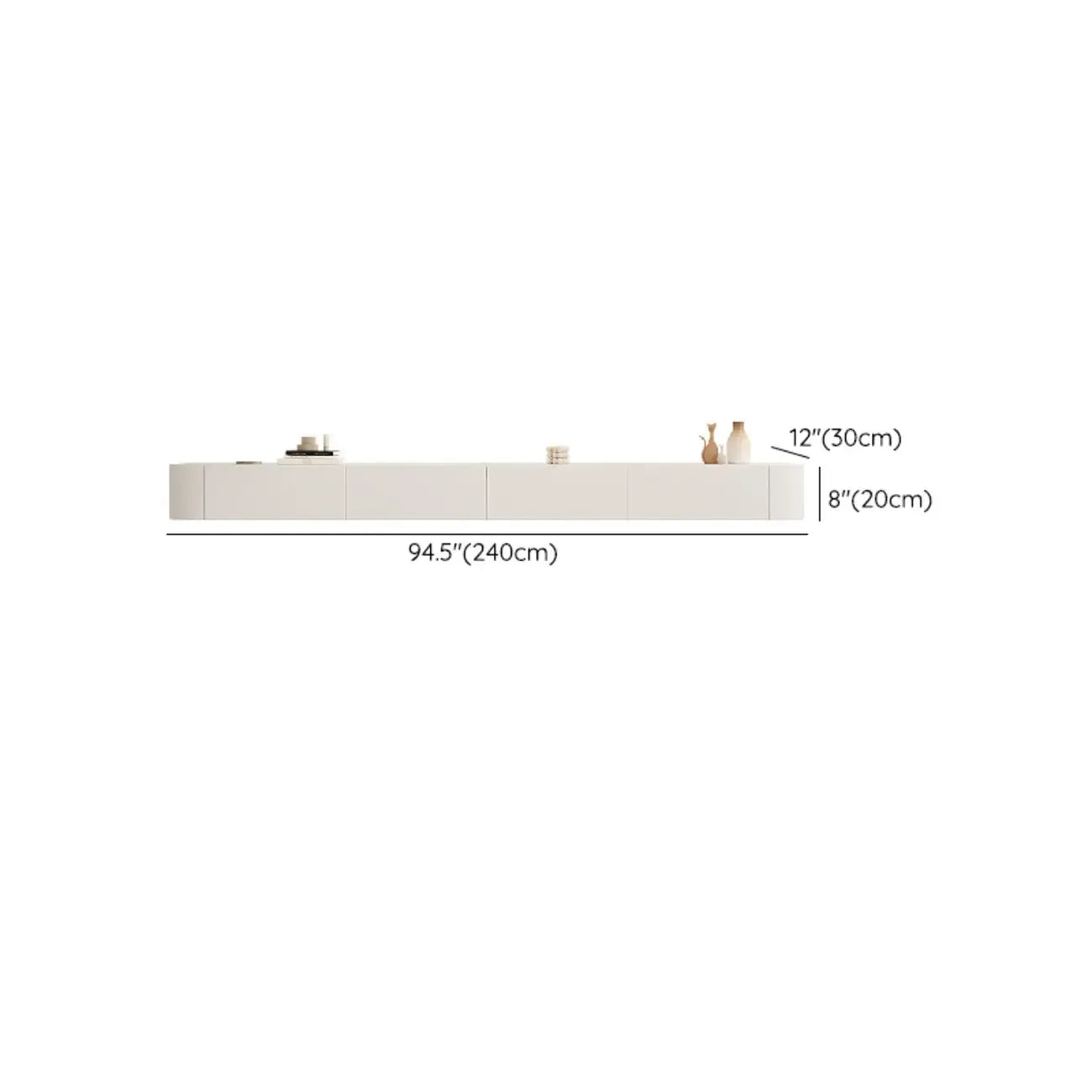 79 White Wood Floating Storage TV Stand with LED Lights