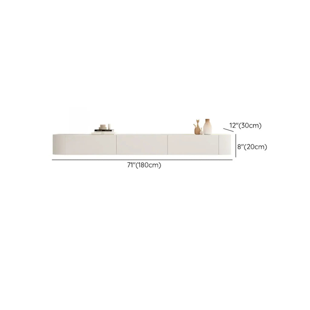 79 White Wood Floating Storage TV Stand with LED Lights