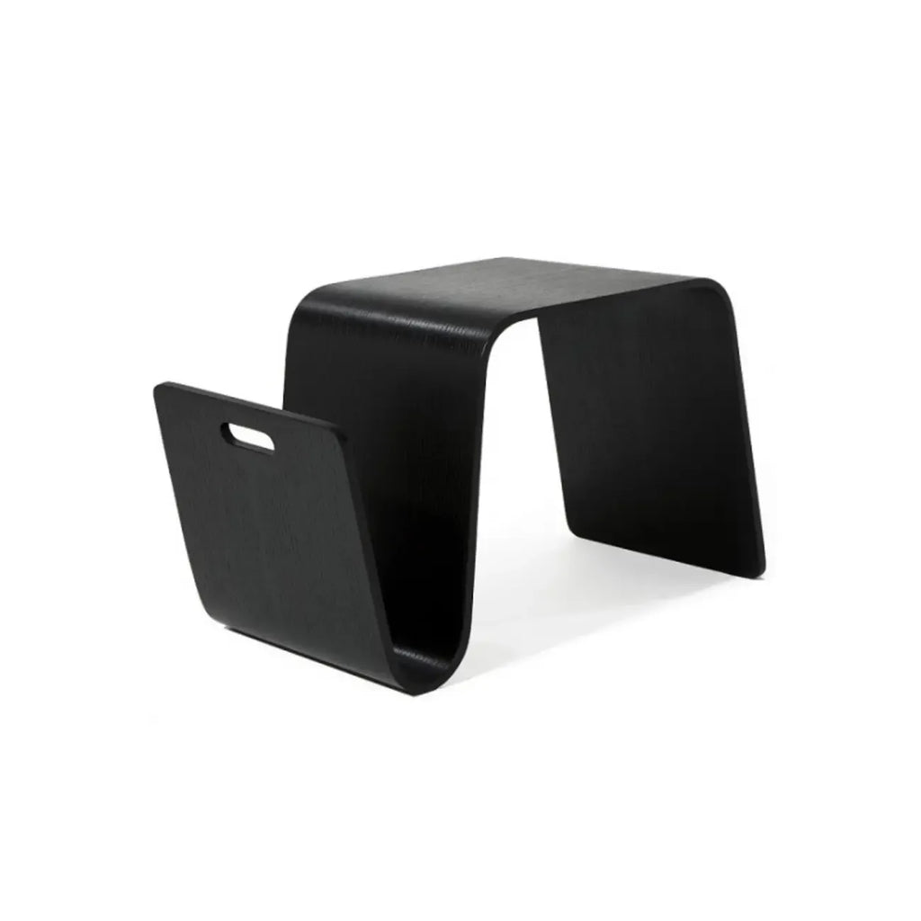 Convertible Wooden Nut-Brown C-Shaped Sofa Side Table