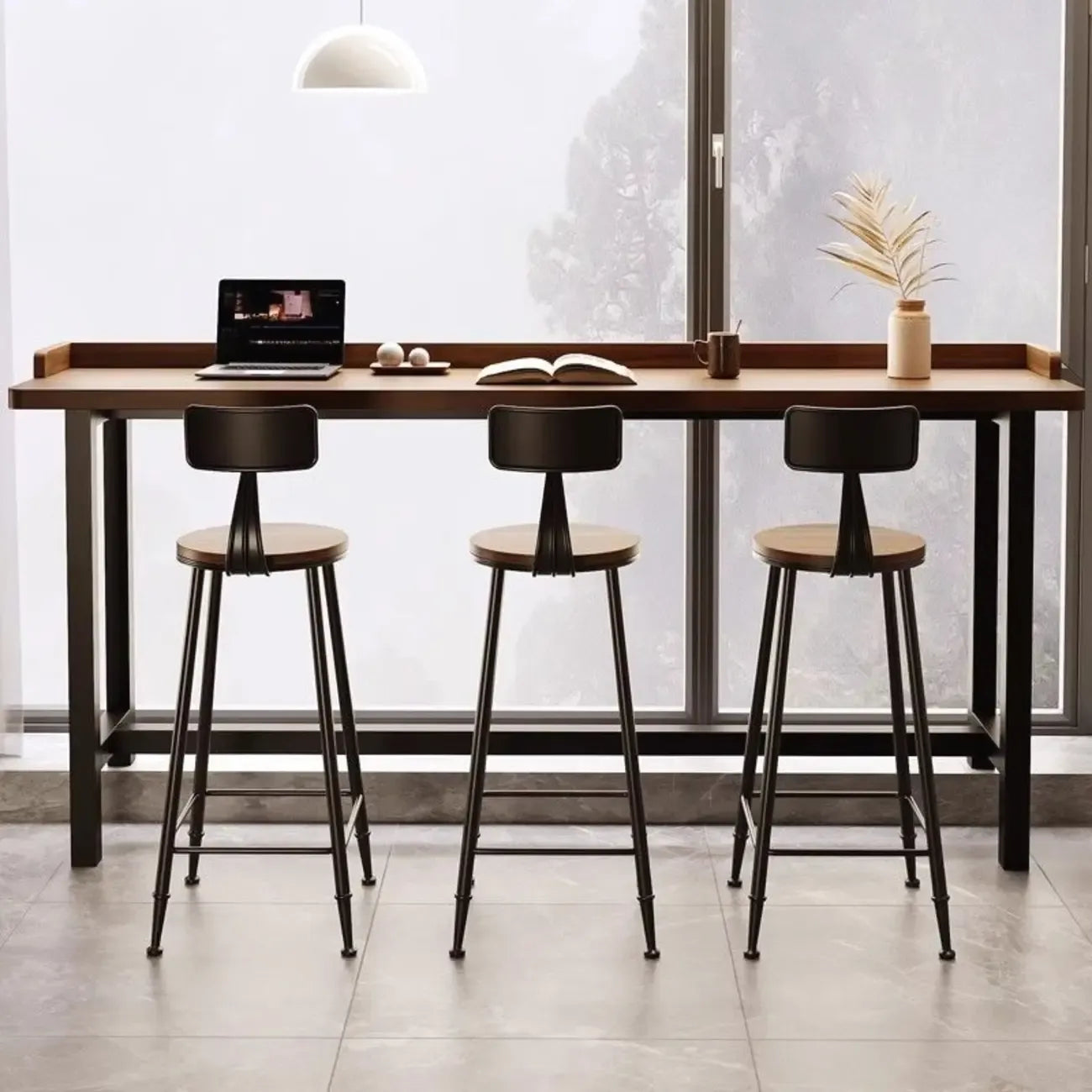 Natural Wood Pub Table with Sepia Top for Modern Interiors