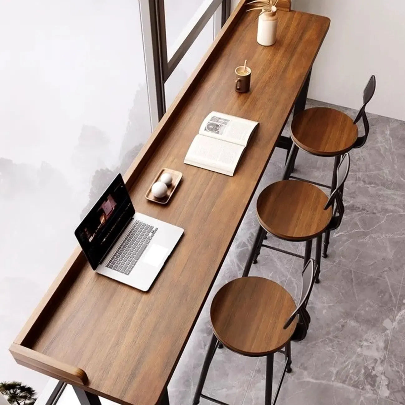 Natural Wood Pub Table with Sepia Top for Modern Interiors