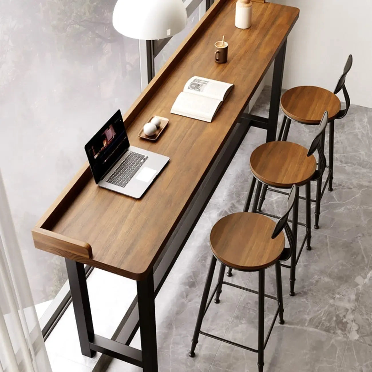 Natural Wood Pub Table with Sepia Top for Modern Interiors
