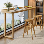 Natural Wood Rectangle Counter Height Bar Table with Rim