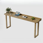 Natural Wood Rectangle Counter Height Bar Table with Rim
