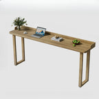 Natural Wood Rectangle Counter Height Bar Table with Rim