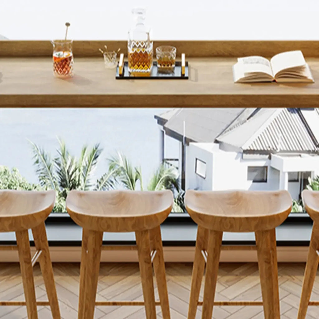Natural Wood Rectangle Counter Height Bar Table with Rim