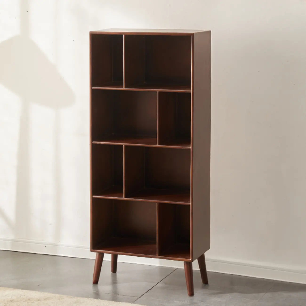 Contemporary Wood Brown Closed Back Vertical Bookcase