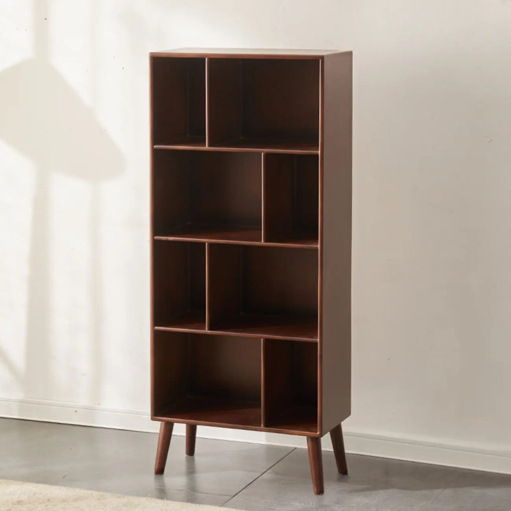 Contemporary Wood Brown Closed Back Vertical Bookcase
