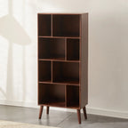 Contemporary Wood Brown Closed Back Vertical Bookcase