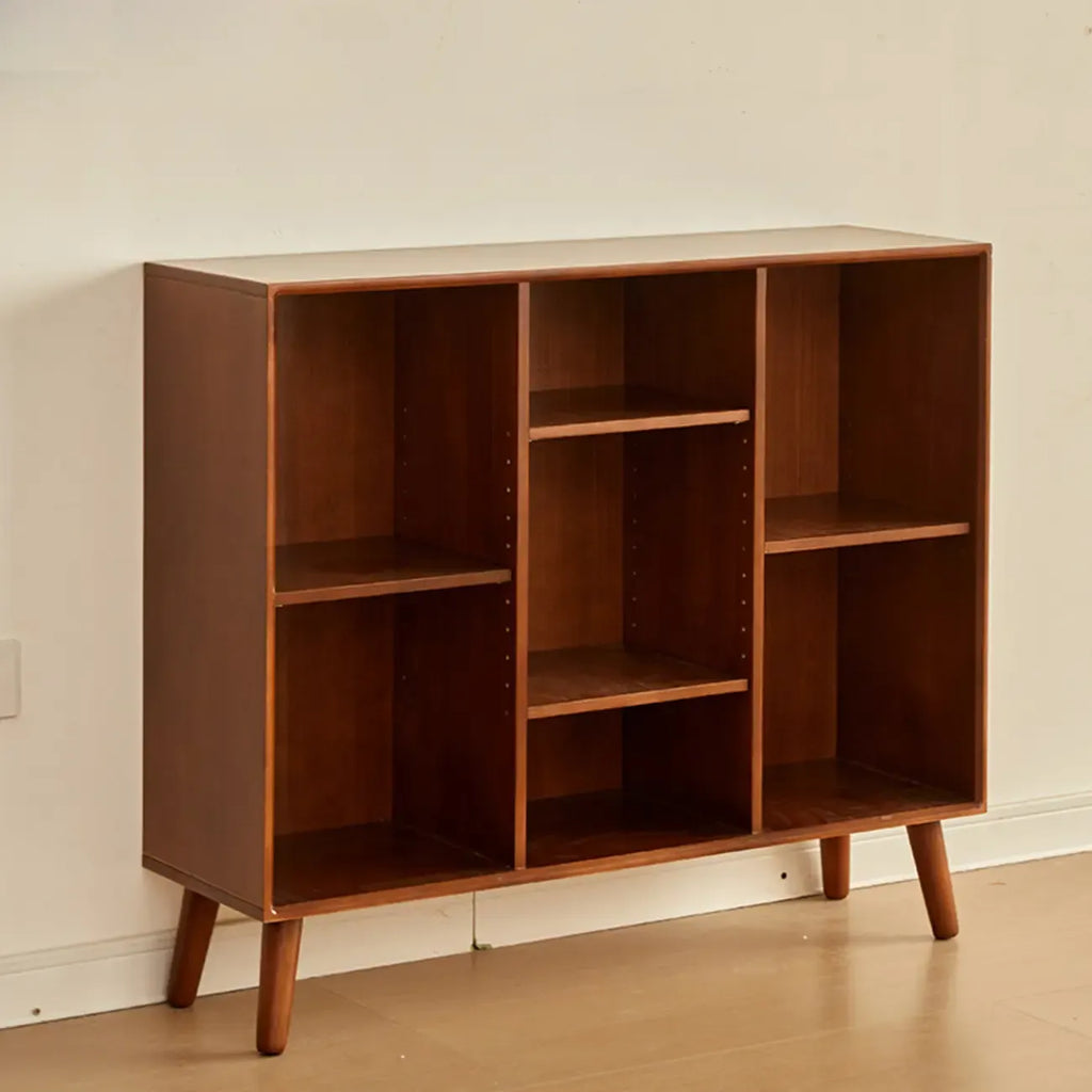 Contemporary Wood Brown Closed Back Vertical Bookcase