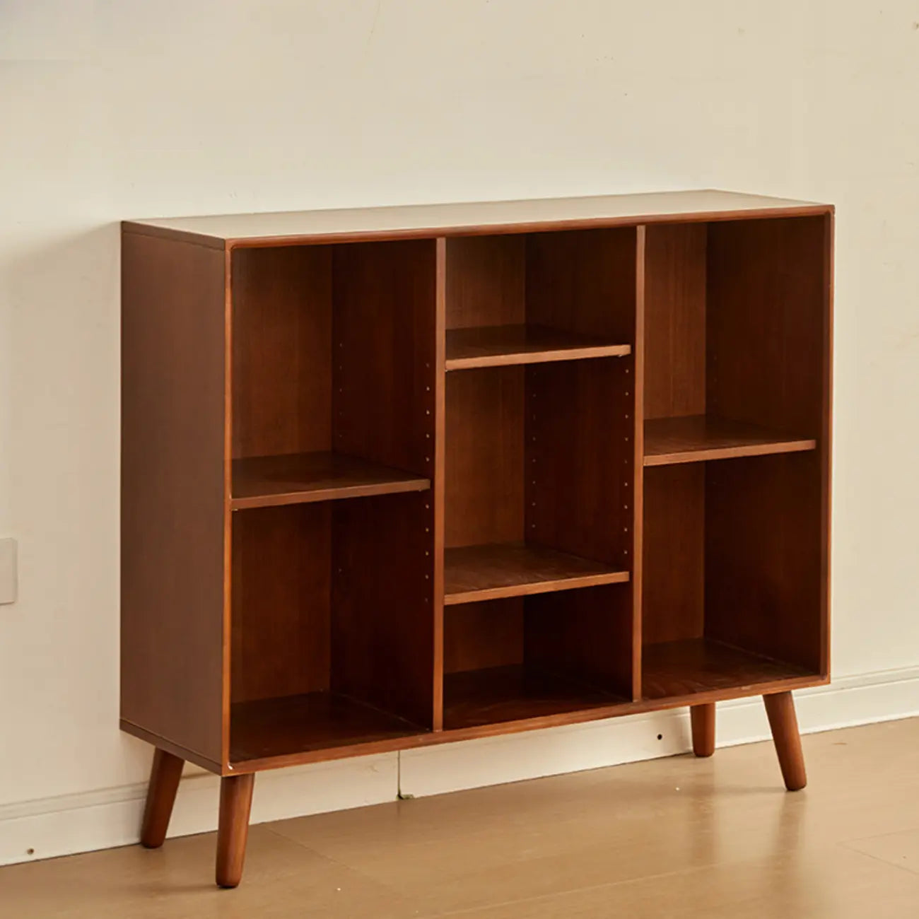 Contemporary Wood Brown Closed Back Vertical Bookcase