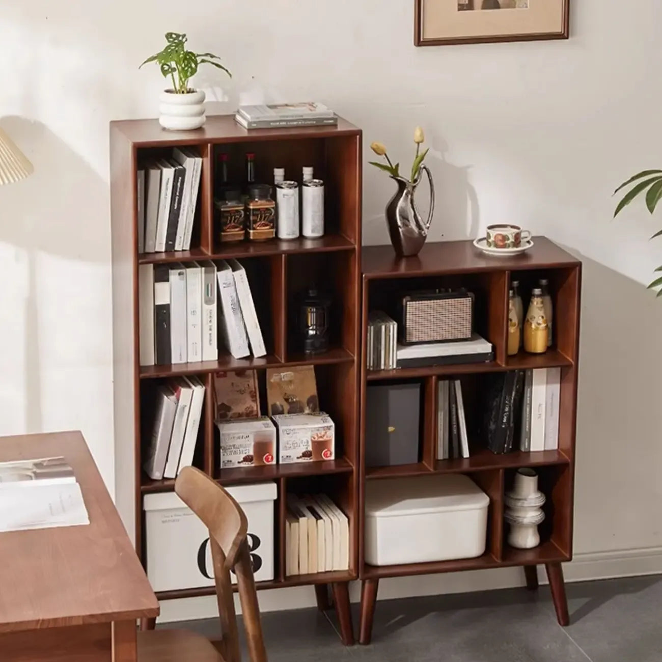 Contemporary Wood Brown Closed Back Vertical Bookcase
