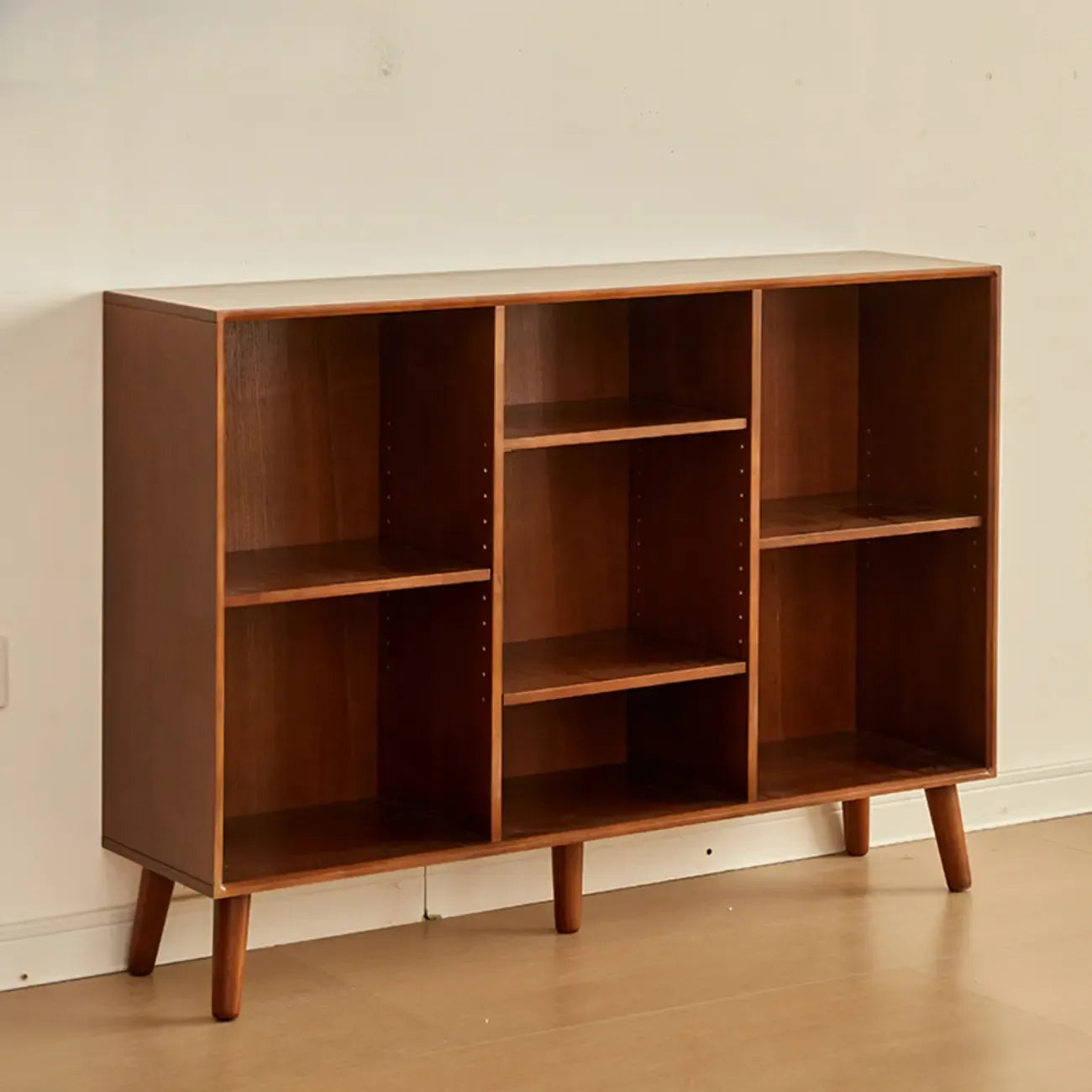 Contemporary Wood Brown Closed Back Vertical Bookcase