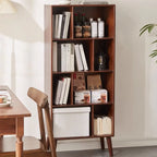 Contemporary Wood Brown Closed Back Vertical Bookcase